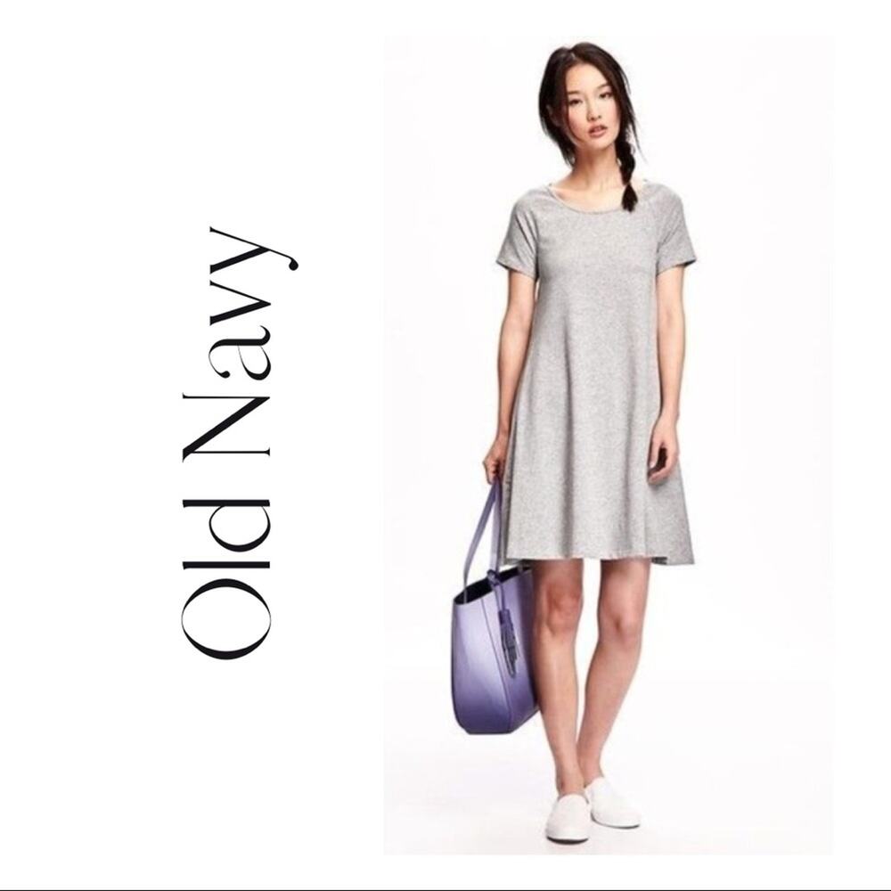 Old Navy Grey Jersey-Knit Swing T-shirt Dress